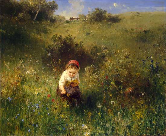 Girl in a Spring Landscape, Ludwig Knaus