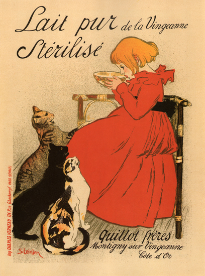 Girl with 3 Cats, Theophile-Alexandre Steinlen